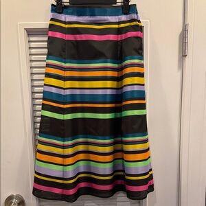 Frances Valentine Black Multistripe A-Line Skirt